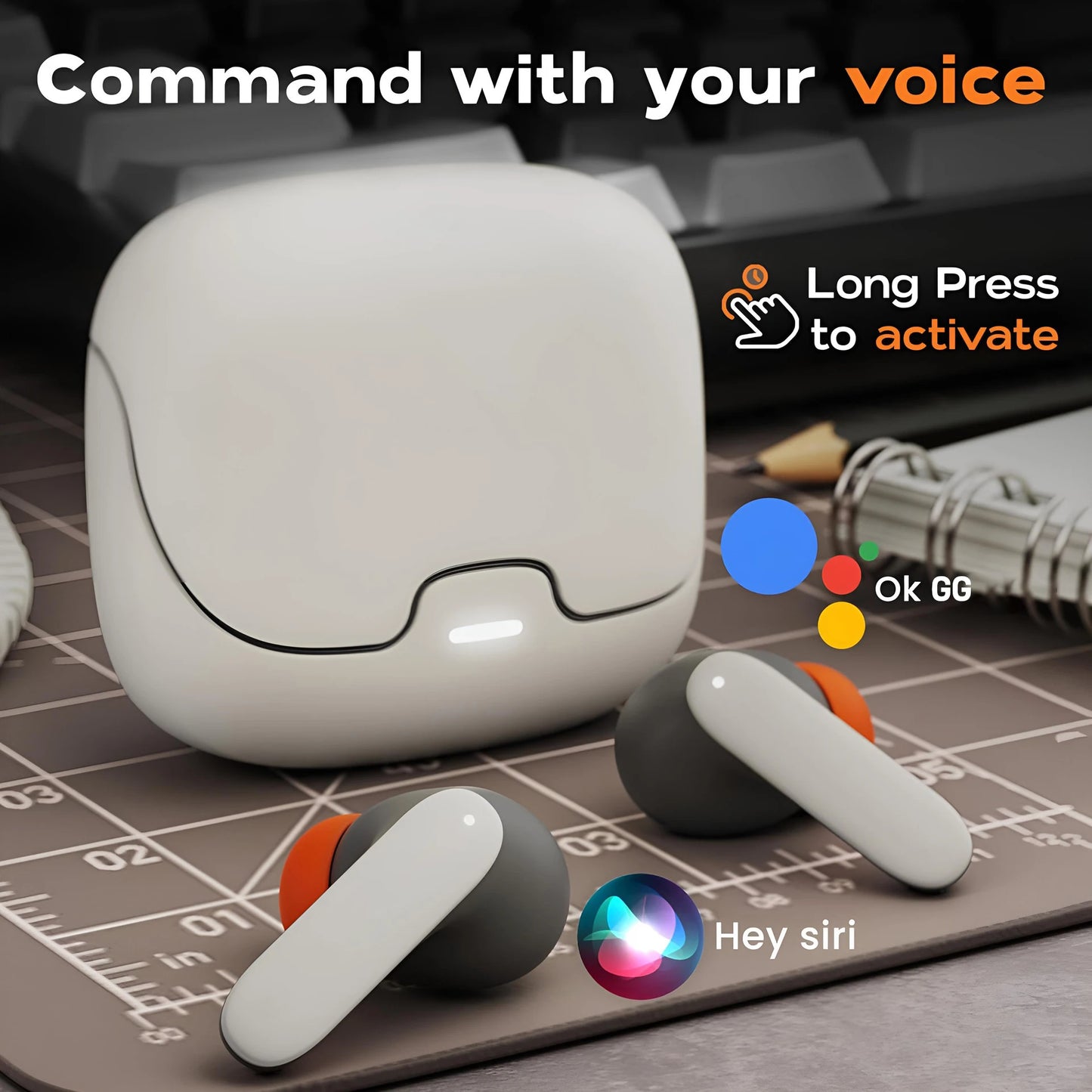 TWS Wireless Earbuds — BT 5.4, Noise Reduction, 100-Hr Battery