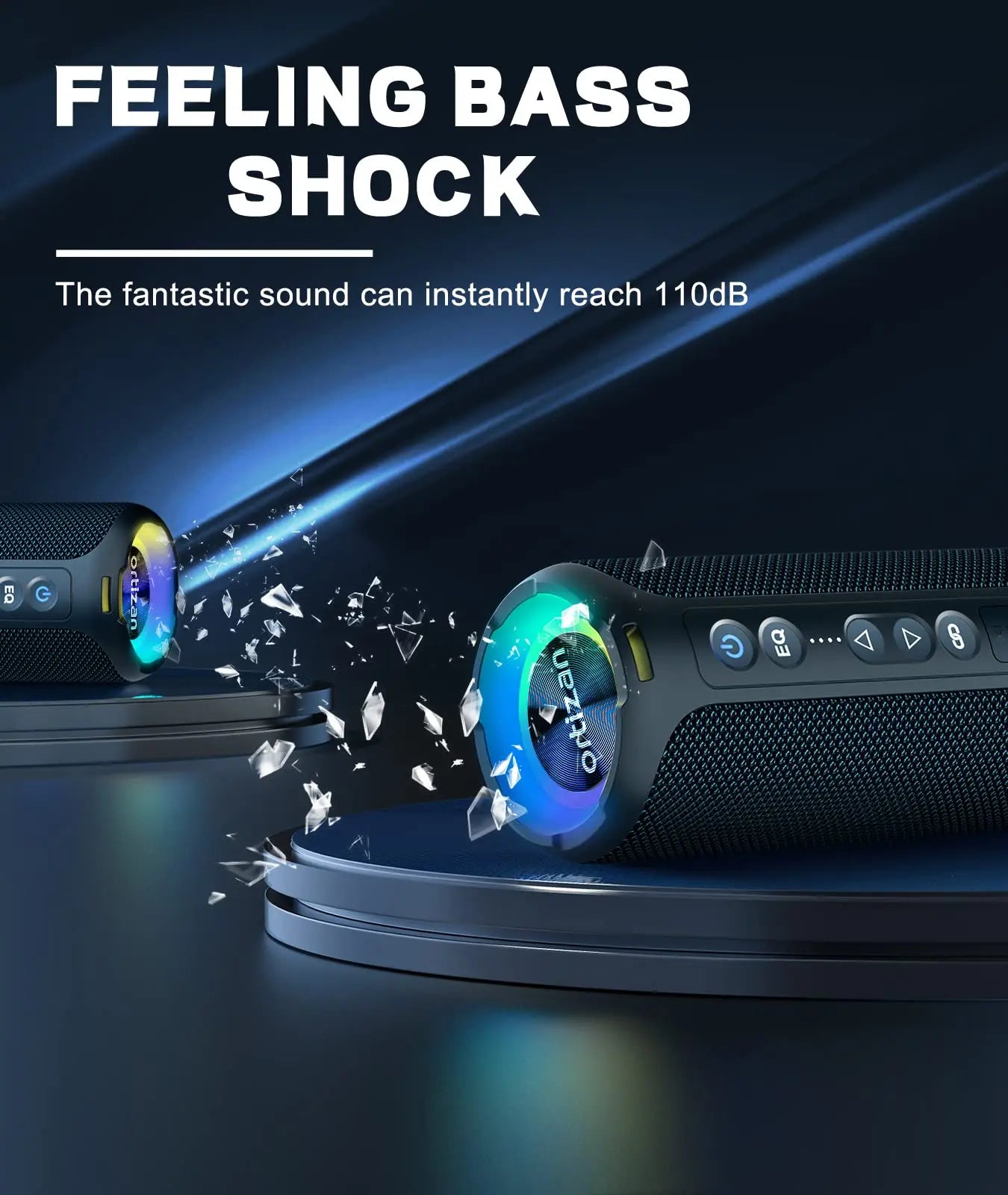 Ortizan 40W Portable Speaker — IPX7 Waterproof, Dual Pairing, Deep Bass