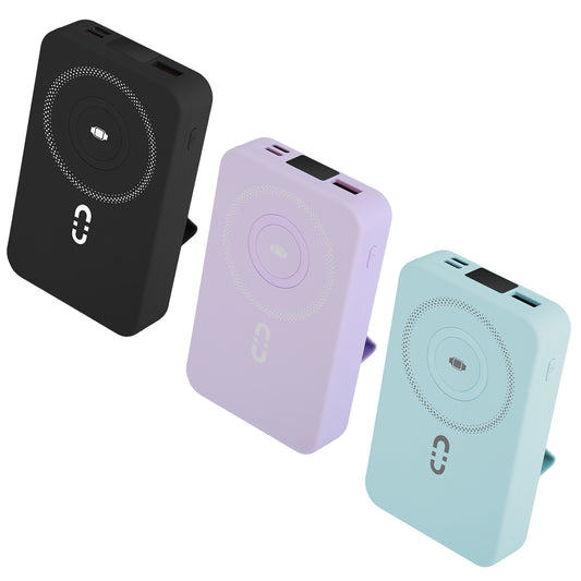 3-in-1 10000mAh Magnetic Wireless Power Bank with Built-In Cables