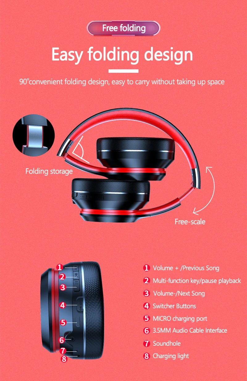 Lenovo HD200 Wireless Headphones - Foldable Over-Ear Comfort + Deep Bass
