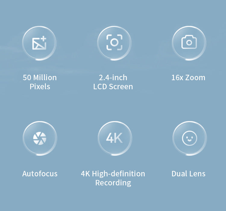 4K Digital Travel Camera - 50MP Compact Point-and-Shoot with 2.4" Screen