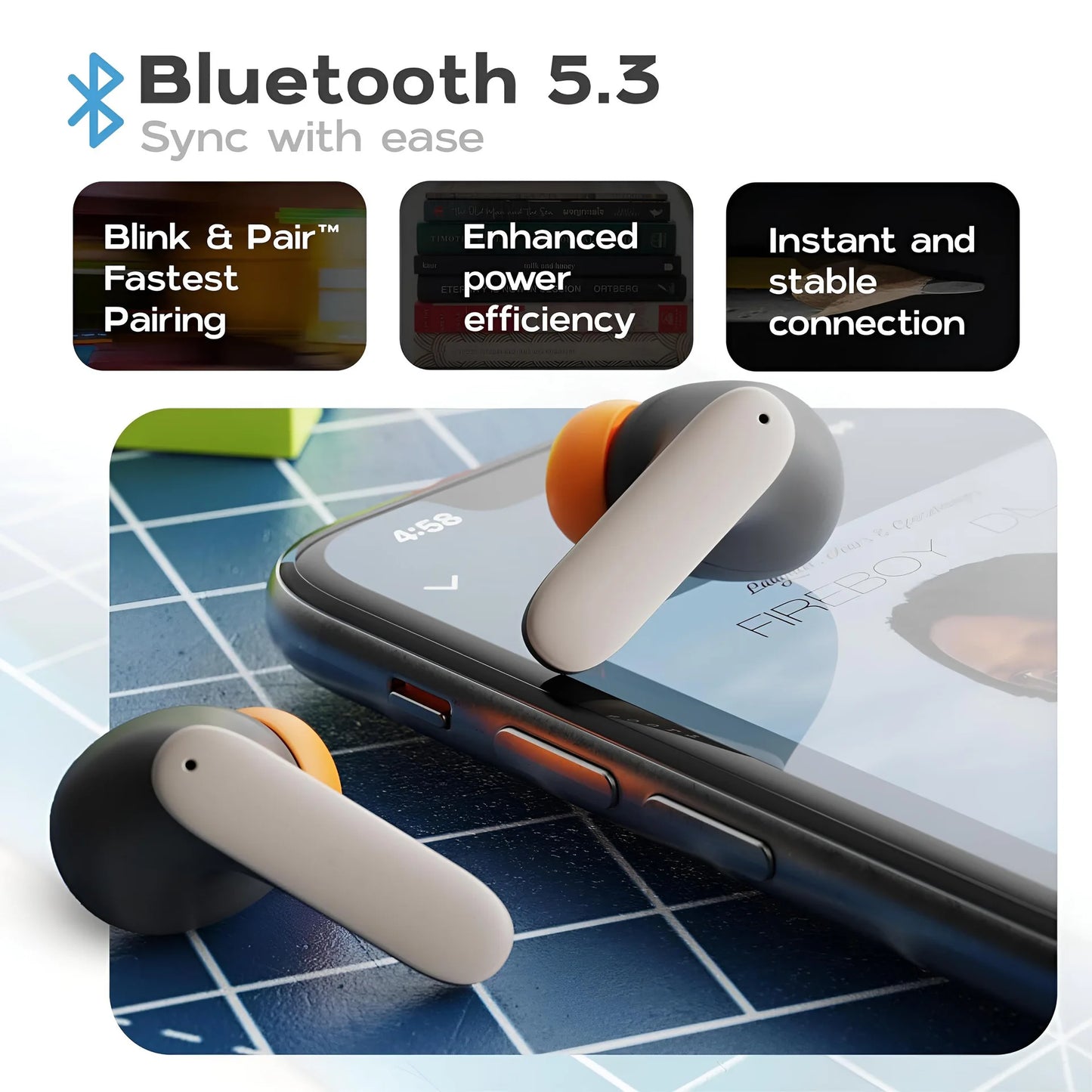 TWS Wireless Earbuds — BT 5.4, Noise Reduction, 100-Hr Battery