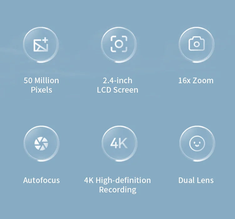 4K Digital Travel Camera - 50MP Compact Point-and-Shoot with 2.4" Screen