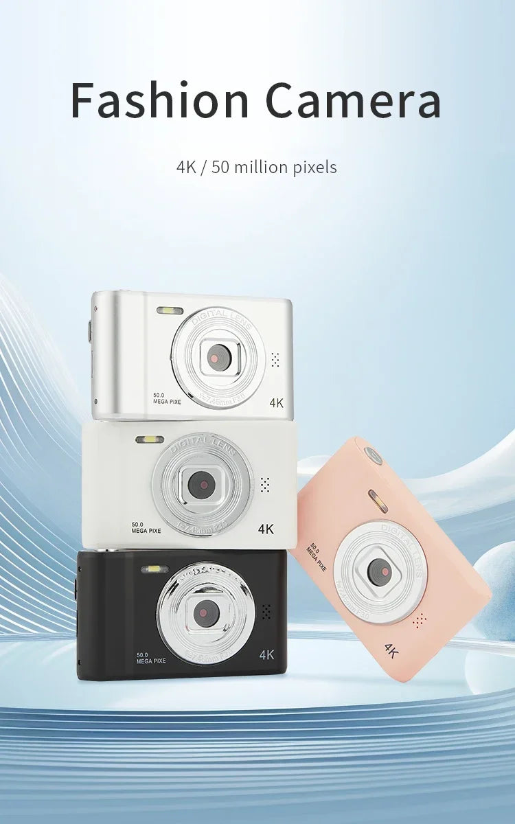 4K Digital Travel Camera - 50MP Compact Point-and-Shoot with 2.4" Screen