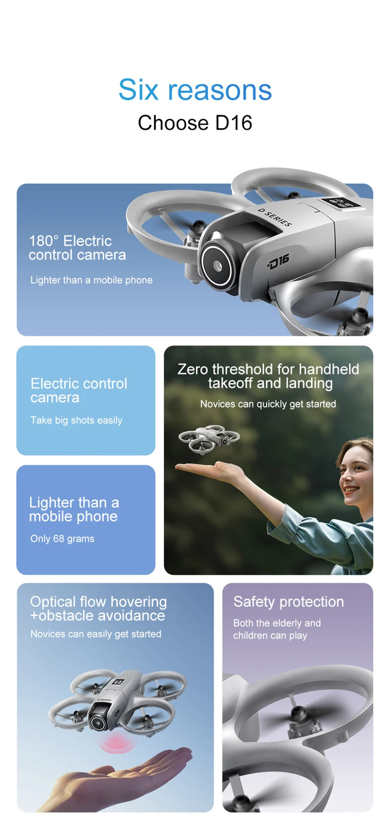 D16 Mini 8K HD Drone - Dual Camera Optical Flow Quadcopter