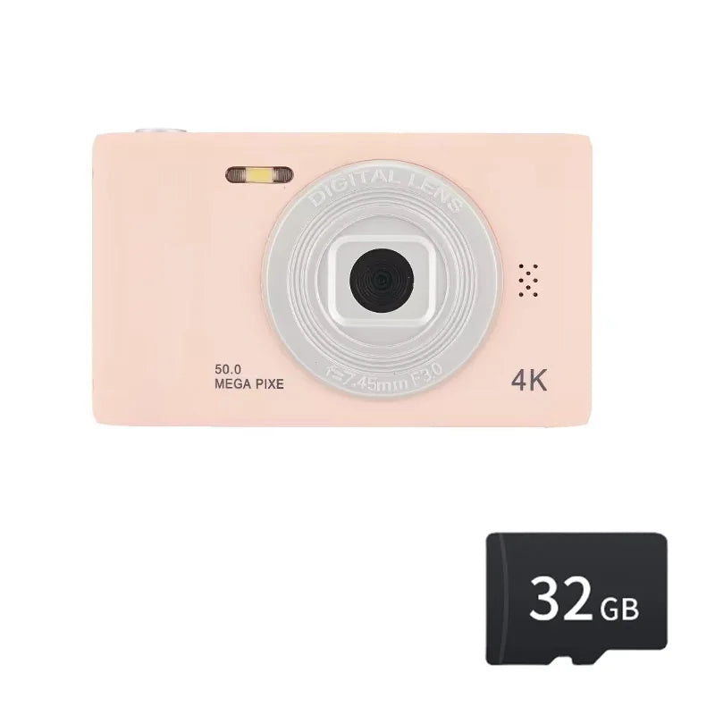 4K Digital Travel Camera - 50MP Compact Point-and-Shoot with 2.4" Screen
