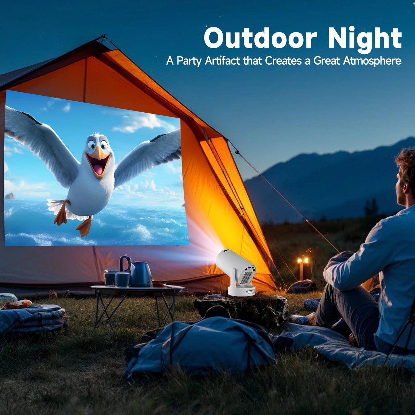 HY300 Pro+ 4K Portable Projector — 8000 Lumens, Wi-Fi 6, Outdoor Ready