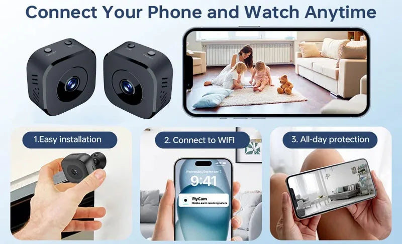 Mini 4K Smart Security Camera - Night Vision + Motion Detection