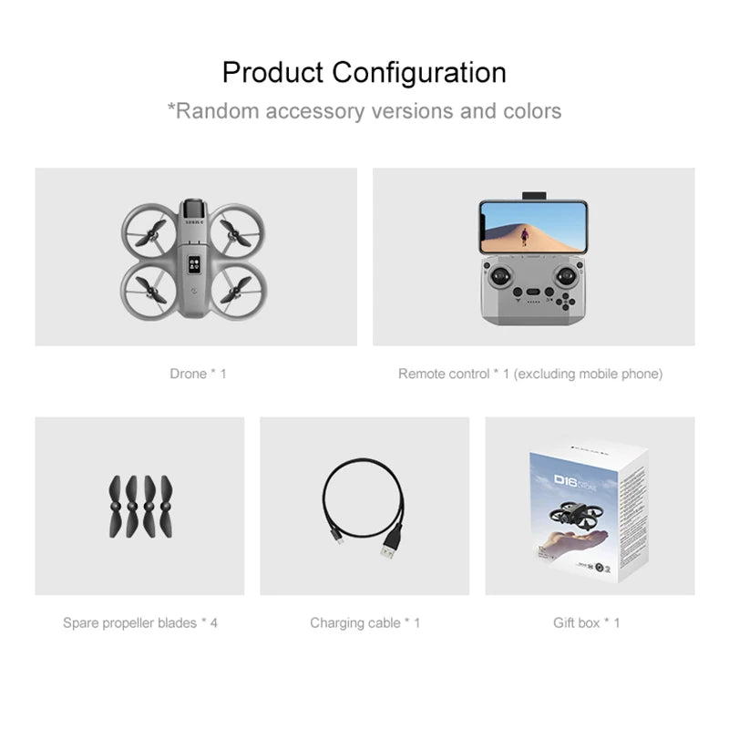 D16 Mini 8K HD Drone - Dual Camera Optical Flow Quadcopter