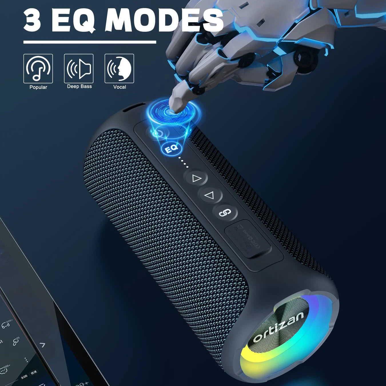 Ortizan 40W Portable Speaker — IPX7 Waterproof, Dual Pairing, Deep Bass