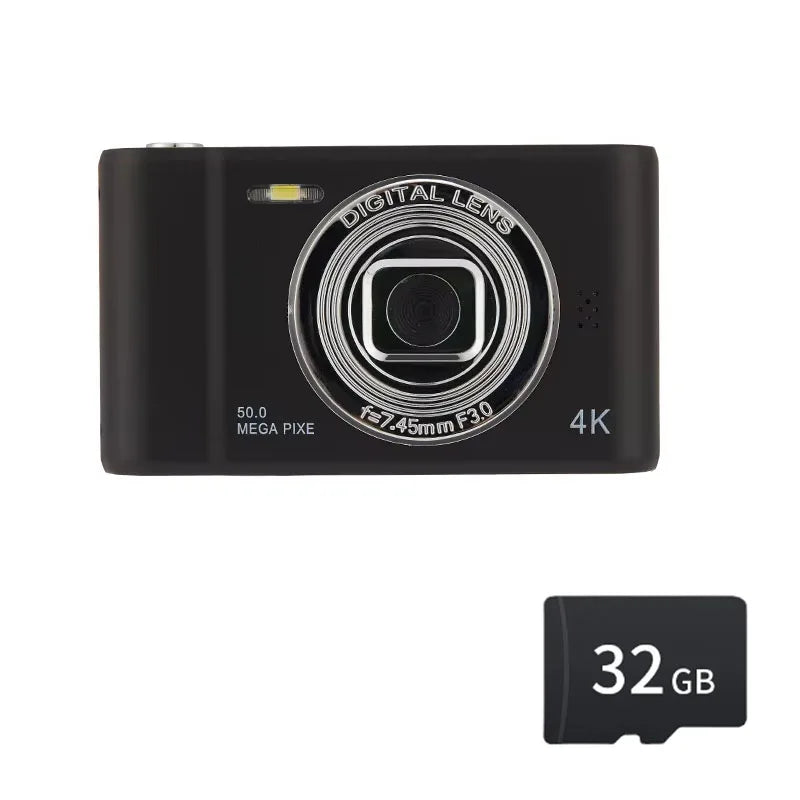 4K Digital Travel Camera - 50MP Compact Point-and-Shoot with 2.4" Screen