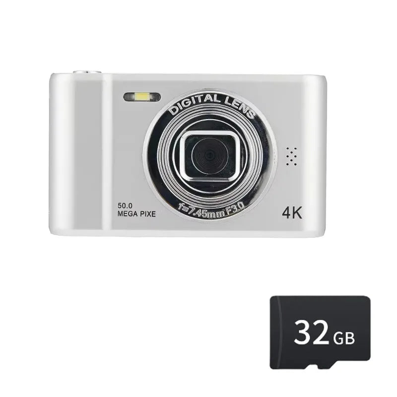4K Digital Travel Camera - 50MP Compact Point-and-Shoot with 2.4" Screen
