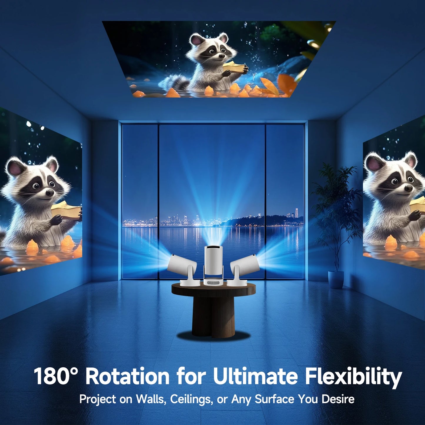 HY300 Pro+ 4K Portable Projector — 8000 Lumens, Wi-Fi 6, Outdoor Ready