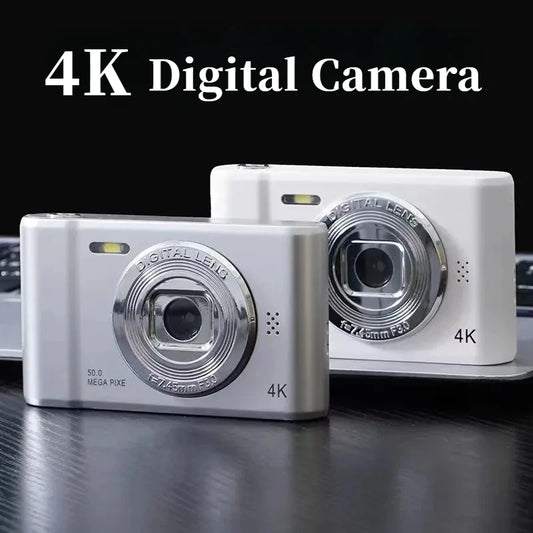 4K Digital Travel Camera - 50MP Compact Point-and-Shoot with 2.4" Screen