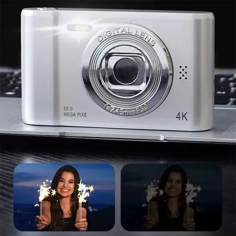 4K Digital Travel Camera - 50MP Compact Point-and-Shoot with 2.4" Screen