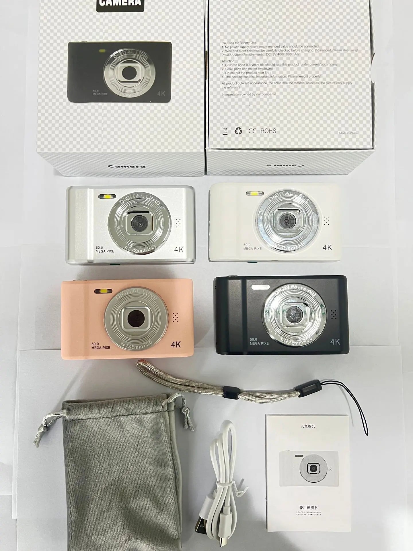 4K Digital Travel Camera - 50MP Compact Point-and-Shoot with 2.4" Screen