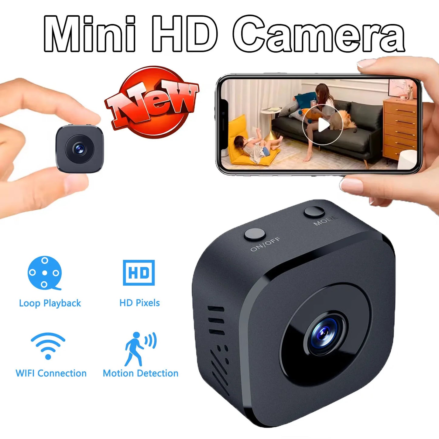 Mini 4K Smart Security Camera - Night Vision + Motion Detection