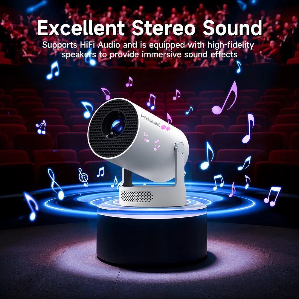 HY300 Pro+ 4K Portable Projector — 8000 Lumens, Wi-Fi 6, Outdoor Ready