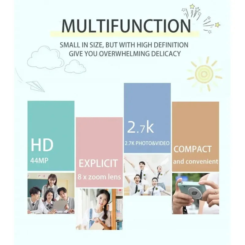 4K Digital Travel Camera - 50MP Compact Point-and-Shoot with 2.4" Screen